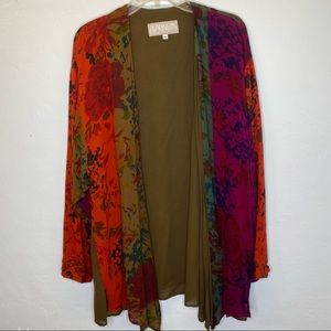 ***Platinum by Dorothy Schoelen Vibrant Print Open Front Jacket ***S